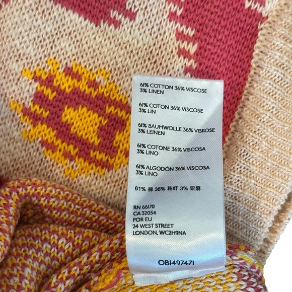 Free People Cyprus Boxy Cropped Aztec Sweater Vest Red/Yellow Women’s Medium - Picture 5 of 5